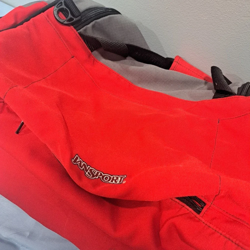 VTG JanSport Super Bowl XXXVIII 2004 Houston Duffel Bag Red Grey Gorpcore Sporty